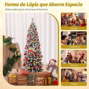 Árvore de Natal artificial com neve de 150 cm e 328 pontas de ramos Base metálica dobrável Árvore decorativa sazonal em forma fina verde + branco