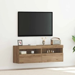 Armários de TV vidaXL com luzes LED 2 pcs Carvalho Artisan 60x30x40 cm