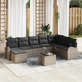 vidaXL Conjunto de Sofás de Jardim com 8 Peças e Almofadas Preto em Rattan
