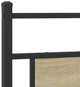 Estrutura de cama sem colchão 200x200cm metal carvalho sonoma