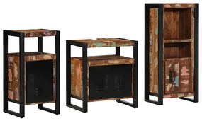 vidaXL Conjunto de Móveis para Banheiro com prateleira com armazenamento com porta 3 pcs