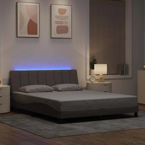 Cama sem colchão 160x200 cm tecido castanho-acinzentado
