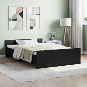 vidaXL Estrutura de cama com cabeceira e pés 120x190 cm preto
