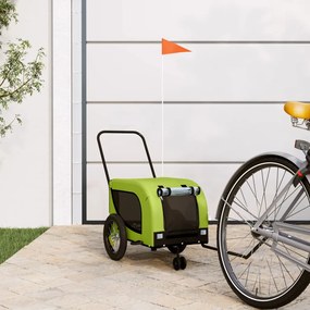 vidaXL Reboque de bicicleta p/ animais tecido oxford/ferro verde/preto