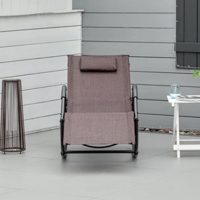 Espreguiçadeira de Exterior com Apoio para os Braços e Efeito de Vime para Jardim Terraço Pátio Carga Máxima 160kg 61x160x79cm Marrom