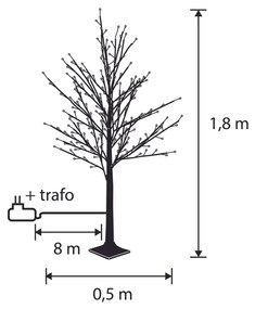 Árvore de Natal branca para candeeiro de pé 180cm incl. LED com temporizador IP44 - Ki