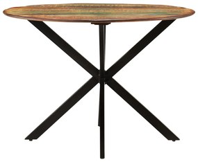 Mesa de jantar Ø110x78 cm madeira recuperada maciça e aço
