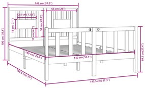 Estrutura de cama 140x190 cm madeira maciça branco