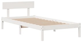 Cama com estante sem colchão 90x190 cm pinho maciço branco
