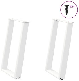 Pés para mesa de jantar em formato de U, 2 peças, branco, 60x(72-73) c