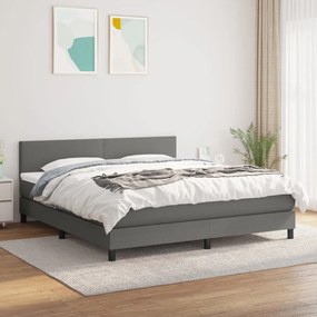 vidaXL Cama com molas/colchão 160x200 cm tecido cinzento-escuro