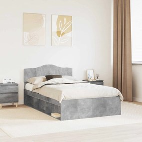 vidaXL Estrutura da Cama com cabeceira Cinza Concreto 135 x 190 cm