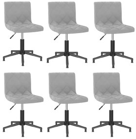 vidaXL Cadeiras de jantar giratórias 6 pcs veludo cinzento-claro