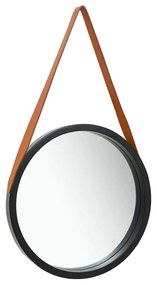 vidaXL Espelho de parede com alça 50 cm preto