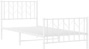 Estrutura de cama com cabeceira e pés 90x200 cm metal branco