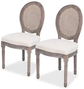 Cadeiras de jantar 2 pcs tecido cor creme