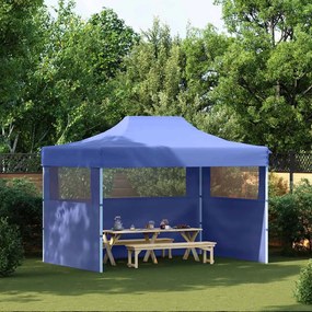 vidaXL Tenda dobrável profissional festas 3 paredes 3x4 m aço azul