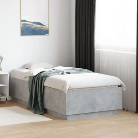 vidaXL Estrutura de cama 75x190 cm derivados de madeira cinza cimento