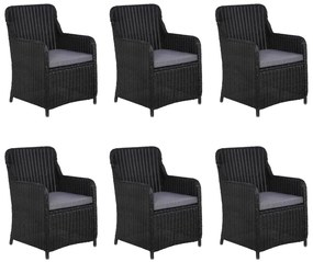 7 pcs conjunto de jantar para jardim preto