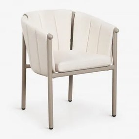 Cadeira De Jantar Com Apoios De Braços Em Bouclé E Alumínio Boleni Moka Brown - Sklum