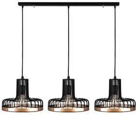 Candeeiro de Teto Fellini – Preto e Cobre – 100 x 20 cm