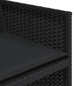 15 pcs conjunto de jantar p/jardim com almofadões vime PE preto