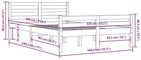 Estrutura de cama casal 135x190 cm madeira maciça branco