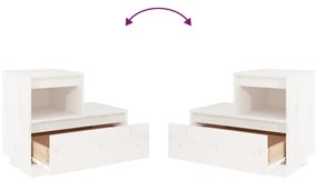Mesas de cabeceira 2 pcs 60x34x51 cm pinho maciço branco
