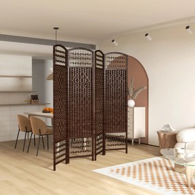 Biombo interior em madeira, divisória dobrável de 4 painéis, 160 x 170 cm, castanho