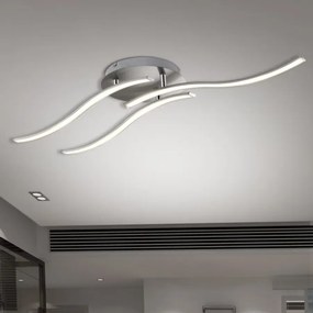 Candeeiro de teto LED Tripple bolge com 3 lâmpadas 66 x 38 x 17 cm Prateado