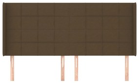 Cabeceira cama c/ abas tecido 183x16x118/128 cm castanho-escuro
