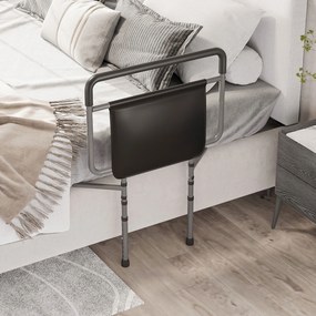 Grade para Cama de Adultos Guarda de Segurança para Cama com Altura Ajustável com Bolso de Armazenamento 71x61x86-104 cm Cinza