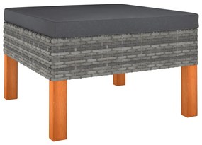 12 pcs conjunto lounge de jardim c/ almofadões vime PE cinzento