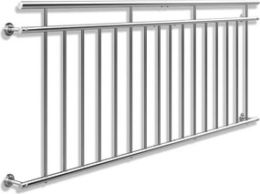Corrimão francês para varanda em aço inoxidável 90x225cm Prateado