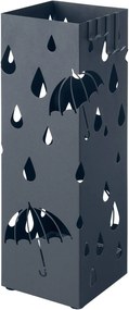 Suporte para guarda-chuvas SONGMICS de metal, suporte quadrado para guarda-chuvas com bandeja coletora e 4 ganchos, 15,5 x 15,5 x 49 cm, cinza antracite LUC049G01