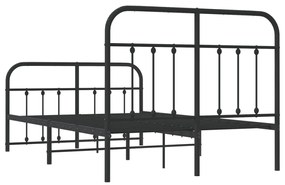 Estrutura de cama com cabeceira e pés 120x190 cm metal preto