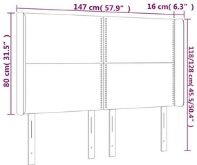 Cabeceira cama c/ abas tecido 147x16x118/128 cm cinzento-escuro