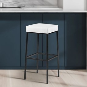Banco de bar Montreal em couro sintético e com estrutura preta 37 x 83 x 37 cm Branco