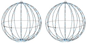 vidaXL Bola com 384 LEDs 2 pcs Branco frio 60 cm Metal