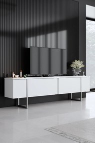 Móvel TV Luxe – Branco e Prateado – 180 x 30 x 50 cm