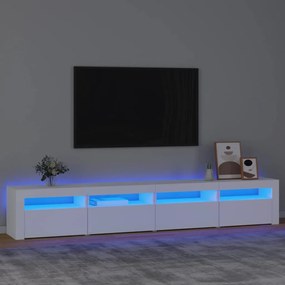 Móvel de TV com luzes LED 240x35x40 cm branco