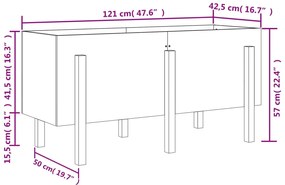 Canteiro elevado de jardim 121x50x57 cm pinho maciço branco