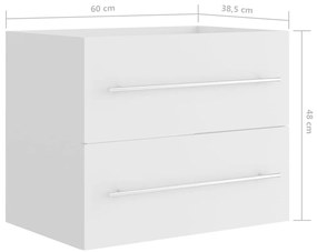Armário lavatório 60x38,5x48 cm derivados de madeira branco