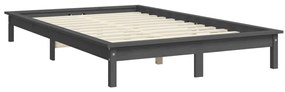 Estrutura de cama de casal 135x190 cm pinho maciço cinzento