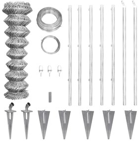 vidaXL Cerca de arame com postes/espetos 15x0,8 m aço galvanizado