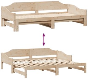 Sofá-cama com gavetão 90x200 cm madeira de pinho maciça