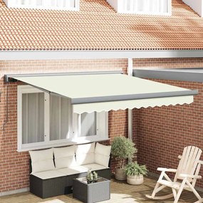 vidaXL Toldo Retrátil Creme 300 x 250 cm Tecido, Metal