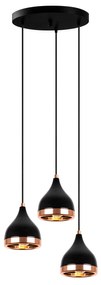 Candeeiro Yildo – Preto e Cobre – 38 cm Diâmetro, Altura Ajustável 31-