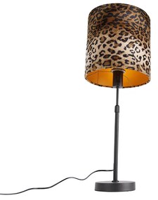 Candeeiro de mesa preto abajur veludo leopardo 25cm ajustável - PARTE Clássico / Antigo