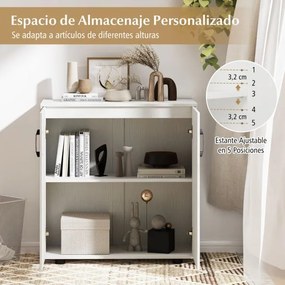 Armário de arrumação moderno de 2 portas com estante ajustável de 5 posições 80 x 31,5 x 82 cm Branco